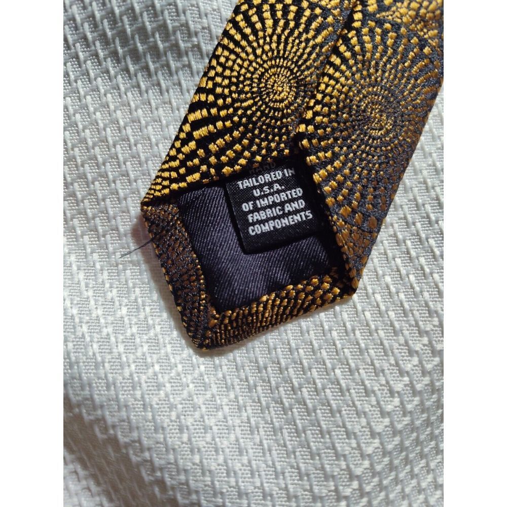 Murano Gold & Black 100% Silk Men's Neck Tie 801 - Picture 4 of 4